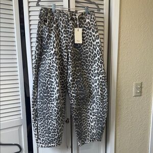 Animal Print Barrel Jeans